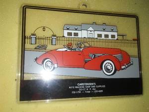 1937 Cord Plastic hanging art. Carstensens Machine Shop Fargo N.D. � Perfect