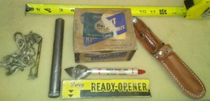 Misc. collectibles Visalia California can opener, NOS Tap - it nylon fasteners & box,
