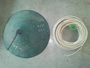 Electric wire & vintage lampshade, metal -