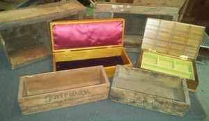 6 wood Boxes - Cheese, Jewelry.