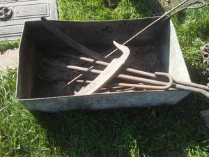 Metal Box both handles, with contents