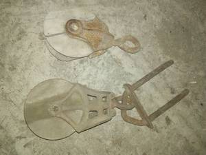 2 Pulley wheels - both wood wheels