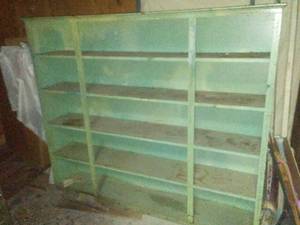 Vintage Shelving Unit doors removed. 6 ft. L x 5 H. x 13