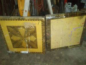 5 foot ladder & 2 card table. Vent Visor Pair New 90s GMC. Truck,  metal can.