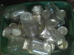 lot 49 image: 1 Quart Canning Jars. Reg. and Wide Mouth.