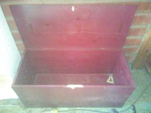 lot 59 image: Wood Storage Box and more. 40 x 18 x 18,
