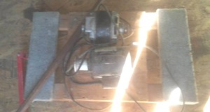 lot 68 image: Moving Cart or Roller Platform with handle. Electric Motors (2)