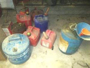 lot 132 image: Gas and Kerosine Cans, Funnels