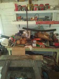 lot 146 image: Work Bench, Vice, Clamp, heater, vintage wagon and so very much more
