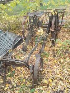 lot 148 image: Vintage Tractor  implement Frame, steel wheels