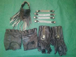lot 198 image: Leather Accessories, Vest Extenders, Gloves, Fringe.