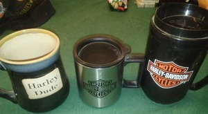 lot 227 image: HARLEY DAVIDSON Mugs (3) Harley Dude, Stainless Cup and more