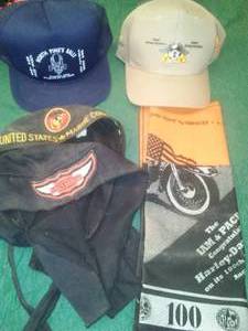 lot 231 image: HARLEY DAVIDSON Skull caps, Bandanas and more.