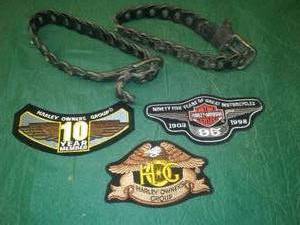 lot 244 image: HARLEY DAVIDSON Leather Boot Accessory and Patches.
