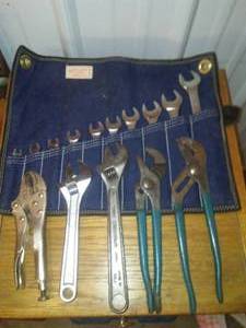 lot 305 image: Wrenches, Vice Grip and Channel Locks.