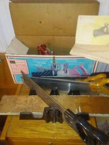 lot 320 image: Miter Boxes (2) and saws. Nery Nice.