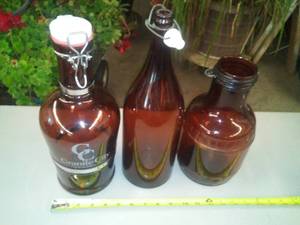 lot 355 image: Brown Capped and Corked Bottle (3) Granite City.