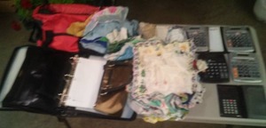 lot 365 image: Vintage Handkerchiefs-dozens, Leather Briefcase, Calculators and more.