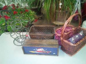 lot 367 image: Metal Wine Rack, Backets and box.
