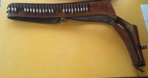 lot 391 image: Leather Holster, Belt with ammo.