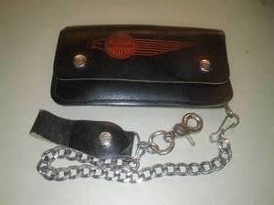 lot 490 image: Harley Davidson Leather Wallet with Security Chain.
