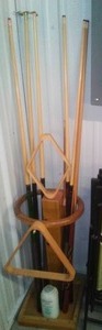 lot 522 image: Pool Cues, Racks, Bridge and Caddy.