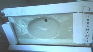 lot 441 image: Vanity Cultured Marble Sink, 37 x 19. New
