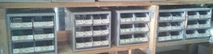 lot 244 image: 5 Metal Parts Bins and Contents