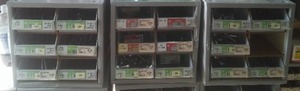 lot 247 image: 3 Metal Parts Bins and Contents