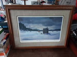 lot 22 image: Les Kouba Signed & Numbered 2712000 Framed Print Winter Fishing Memories 23x30