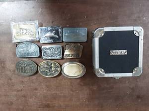 lot 35 image: 9-Assorted Belt Buckles, Vaultz Case