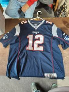 lot 45 image: NFL Patriots Jersey Tom Brady #12 Size Large