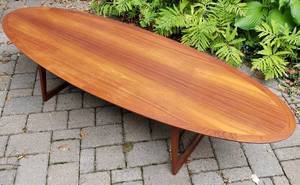 lot 1 image: M.M. MOREDDI Danish Teak Surfboard Coffee Table