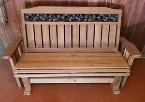 lot 18 image: Frontier Furnishings Wooden Porch Glider