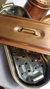 lot 116 image: Vintage Copper Cookware plus Antique Bed Warmer