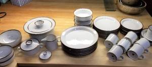 lot 70 image: Dansk China Service for 8  plus Serving Pieces  Brown Mist Pattern