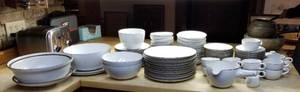 lot 71 image: Heath China Service for 12 plus Serving Pieces  Brown and White