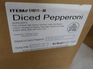 lot 112 image: Box of 30 lbs. Frozen Diced Peppero...