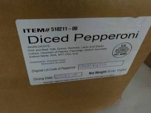 lot 121 image: Box of 30 lbs. Frozen Diced Peppero...