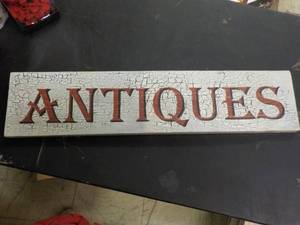lot 204 image: Antiques Wood Sign 24 x 5...