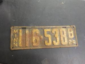 lot 205 image: 1924 MN License Plate 16 x 5.5...