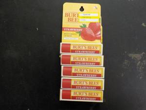 lot 212 image: 5 Burt Bees Strawberry Lip Balm...