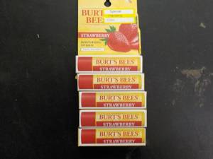lot 213 image: 5 Burt Bees Strawberry Lip Balm...