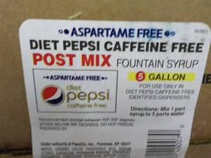 lot 279 image: 5 Gallon Diet Pepsi Caffeine Free P...
