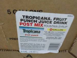 lot 282 image: 5 Gallon Tropicana Fruit Punch Juic...