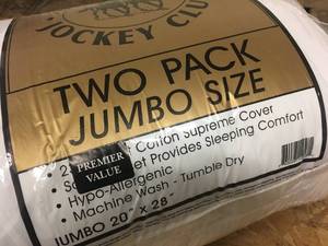 Brand New Jockey Club Two Pack Jumbo Size Pillows