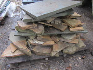 lot 39 image: Mixed sandstone & Blue stone slabs,...