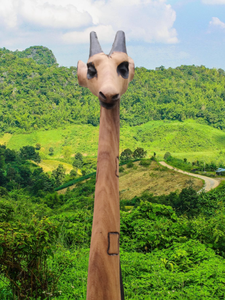 ANOTHER FANTASTIC &amp UNIQUE ITEM LARGE&nbsp 7 FOOT SAFARI CONGO STYLE&nbsp AFRICAN HAND CARVED &amp BURNED SPOT WOOD GIRAFFE STATUE -&nbsp QUITE SPECTACULAR - EXCELLENT CONDITION