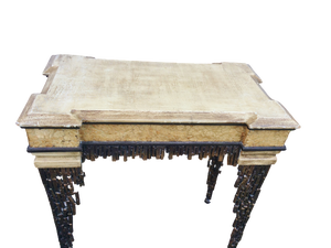 WOW LUXURY &amp FINE ARTS FURNITURE CREATED BY ARTMAX (CONSIDERED THE DESIGN WORLDS BEST) BRUTALIST STYLE STONE TOP &amp BRONZE TAPERED LEGS CONSOLE TABLE - UNCERTAIN OF AGE VERY HEAVY PIECE SEE DESCRIPTION ABOUT CONDITION