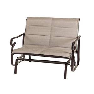lot 113 image: Hampton Bay Crestridge Steel Padded Sling Outdoor Patio Glider in Putty Taupe FCS60619RL